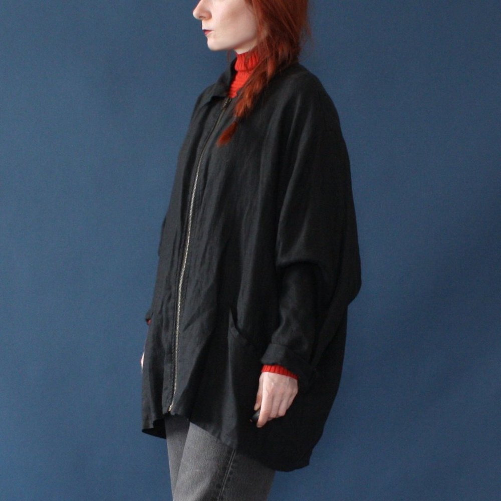 VTG oversized black linen jacket by FLAX - Picture 2 of 8